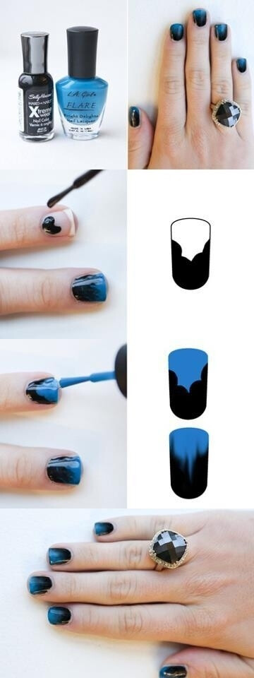 Here’s an easy way to get ombre nails without having to use the messy sponge method. | 32 Easy Nail Art Hacks For The Perfect Manicure