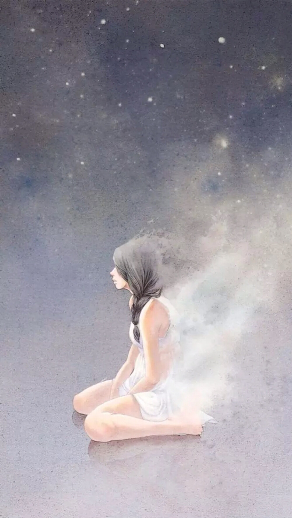 清新水彩画手绘女孩人物意境清新淡雅唯美插画