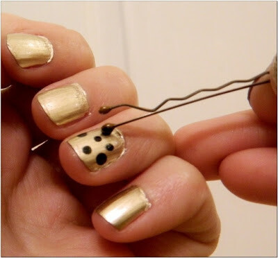 Make easy polka dots with the tip of a bobby pin. | 32 Easy Nail Art Hacks For The Perfect Manicure