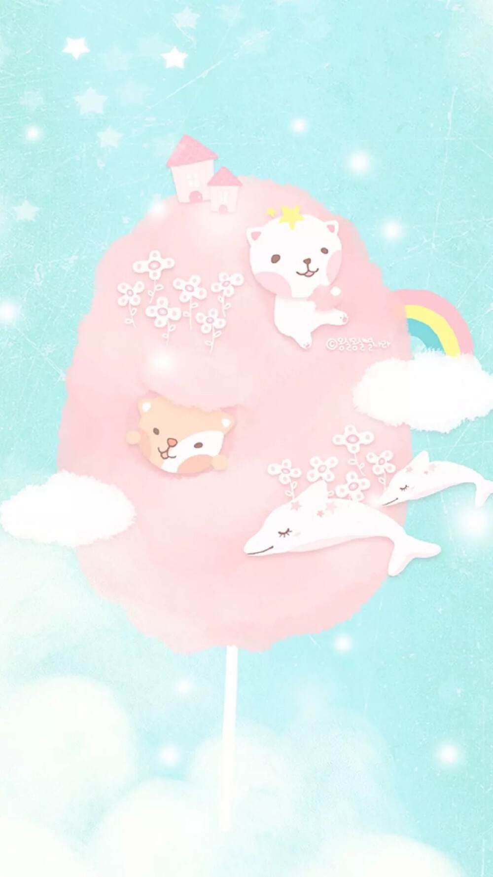 壁纸 小动物 可爱 棉花糖 绘本风格 “啦啦啦啦～美好童年。”