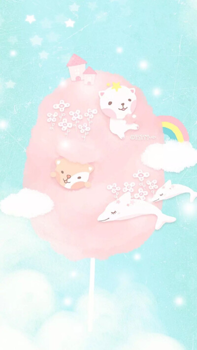 壁纸 小动物 可爱 棉花糖 绘本风格 “啦啦啦啦～美好童年。”