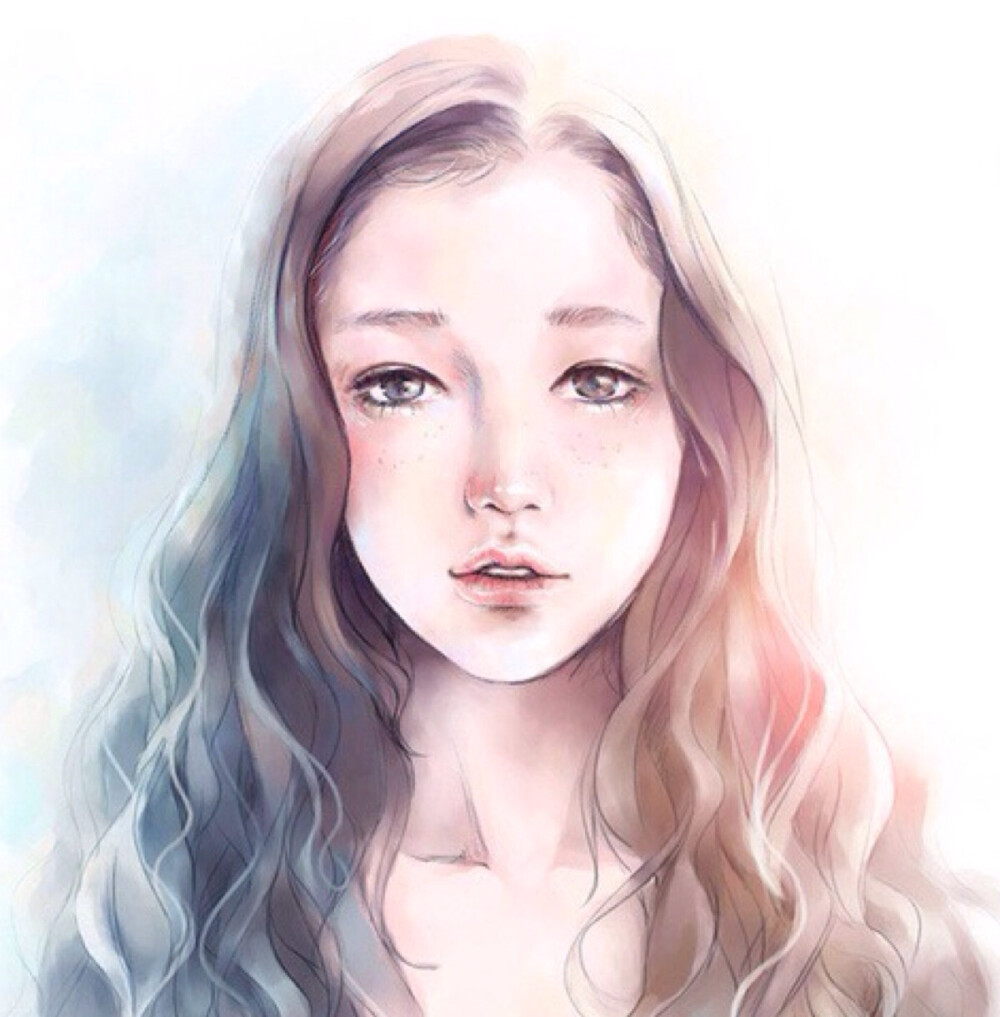 清新水彩画手绘女孩人物意境清新淡雅唯美插画