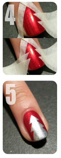 Silver &amp;amp; Red Christmas Tree Nails Tutorial by Nailside