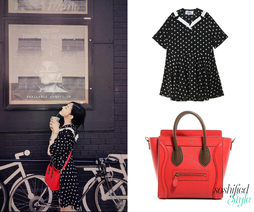 Lucky Chouette: Half Moon Chouette H Line Dress @ luckychouette.com ₩298,000 (Sold out) Céline: Bicoloured Nano Luggage @ celine.com (Price upon application)