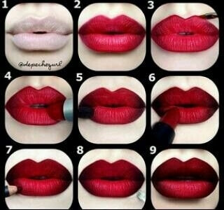 16. Deep Red Ombre Lip Tutorial - 29 Lovely Lipstick Tutorials to Spice up Your Makeup ... → Makeup