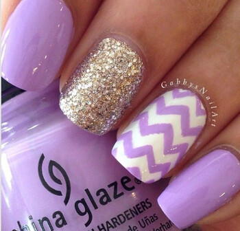 These spring time nails are made with chevron and glitter accent nails!