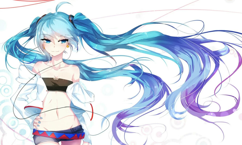 初音未来 miku 双马尾 半面 唯美 意境