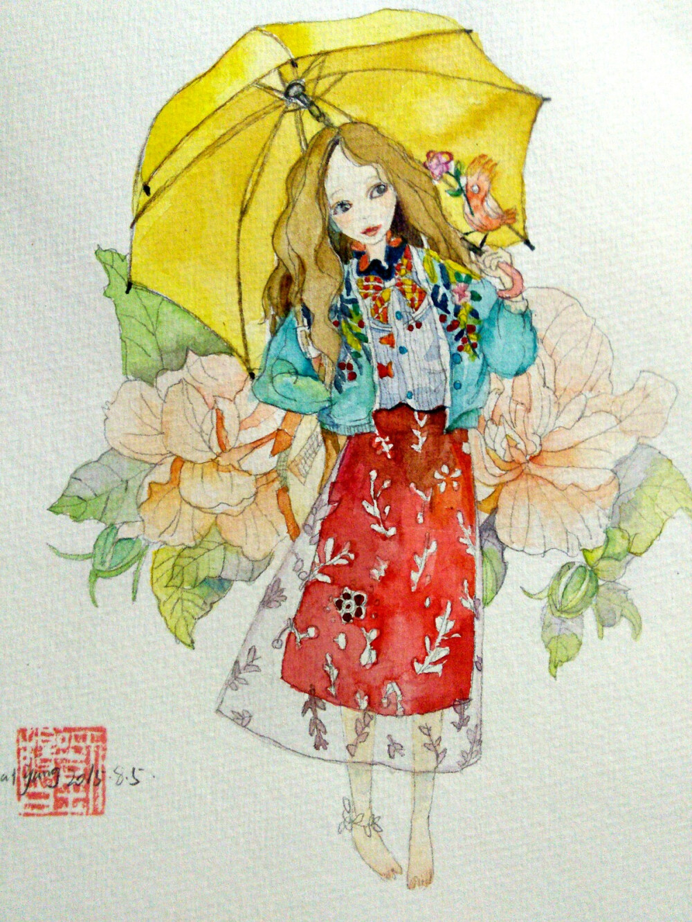 水彩插画。临摹。手绘。