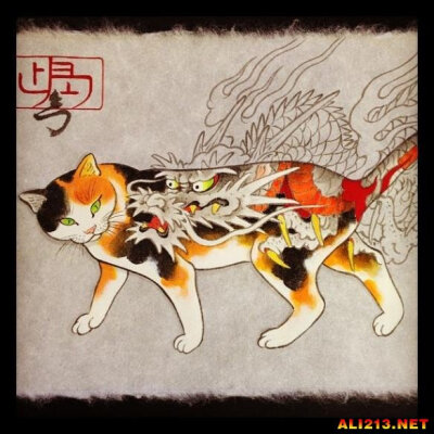 浮世绘 猫 猫咪 喵喵 喵星人 手绘 和风 日本 东瀛 刺青 纹身 武士 个性的喵星人