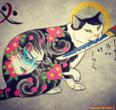 浮世绘 猫 猫咪 喵喵 喵星人 手绘 和风 日本 东瀛 刺青 纹身 武士 个性的喵星人