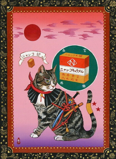 浮世绘 猫 猫咪 喵喵 喵星人 手绘 和风 日本 东瀛 刺青 纹身 武士 个性的喵星人