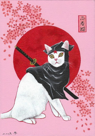 浮世绘 猫 猫咪 喵喵 喵星人 手绘 和风 日本 东瀛 刺青 纹身 武士 个性的喵星人