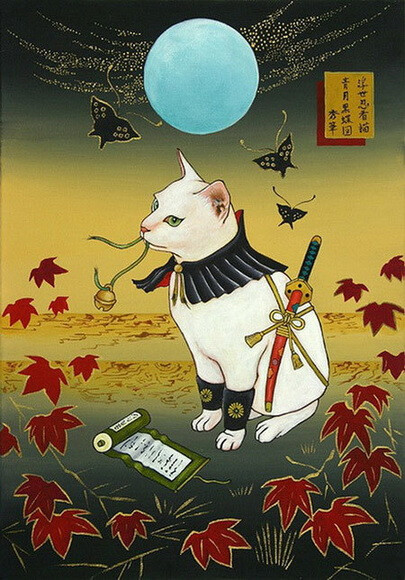 浮世绘 猫 猫咪 喵喵 喵星人 手绘 和风 日本 东瀛 刺青 纹身 武士 个性的喵星人