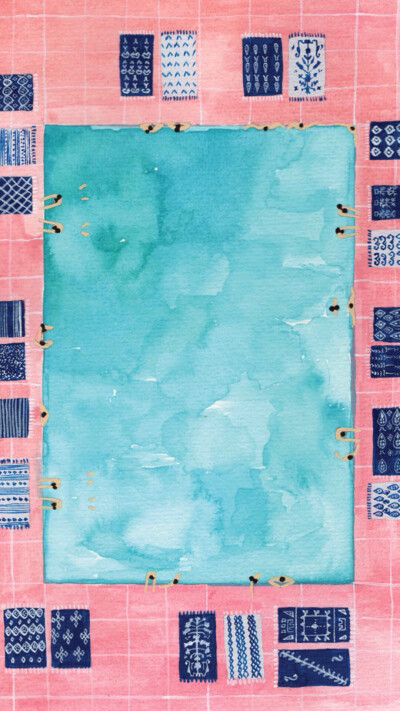 游泳池 插画 夏天 高清壁纸 iPhone壁纸
