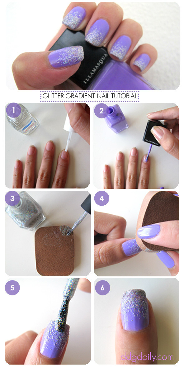 DDG How to: Purple tastic Glitter Gradient Nails glitter gradient nail tutorial #nailart #ombre http://dropdeadgorgeousdaily.com/2013/03/ddg-how-to-purple-tastic-glitter-gradient-nails/