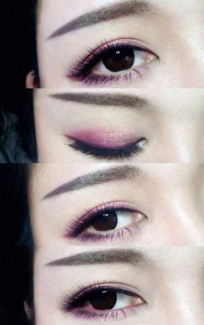 魅惑紫色眼妆，精致的眉毛！