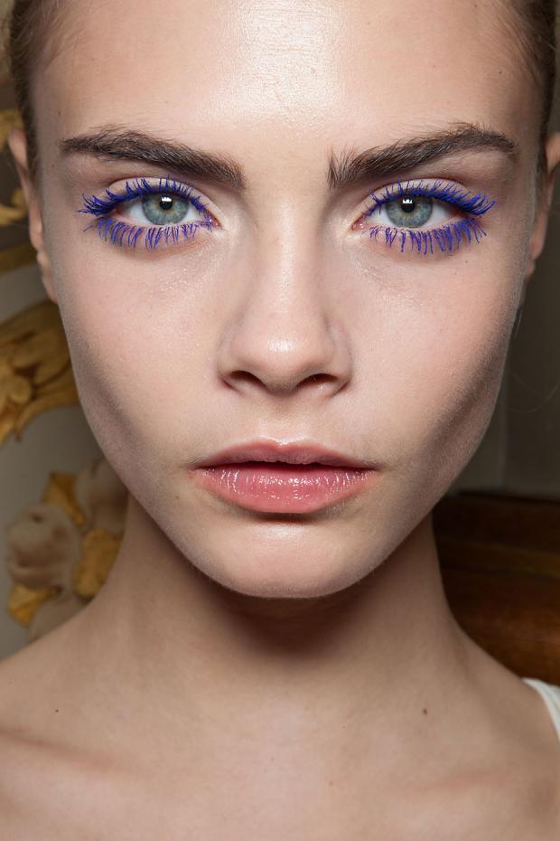 Coloured Mascara to make eyes pop... I guess the beautiful face helps too. Cara Delevingne makes it look too easy.