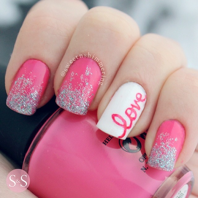 Valentines day Nail art. Nail design. Polishes. Polish. by sweetnshimmering love. find more women fashion ideas on www.misspool.com CLICK.TO.SEE.MORE...