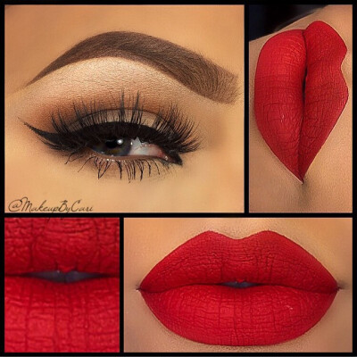 Valentine’s Day Makeup Ideas: Neutral Smokey Eyes with Bold Red Lips | Makeup By Cari