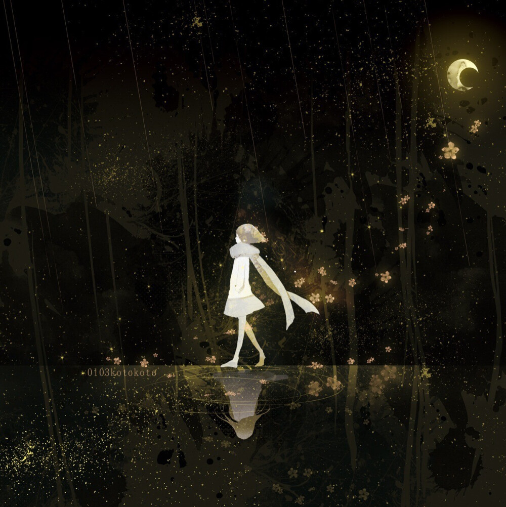 pixivbilibili动漫二次元插画梦幻黄色金色星光唯美小清新组图套图