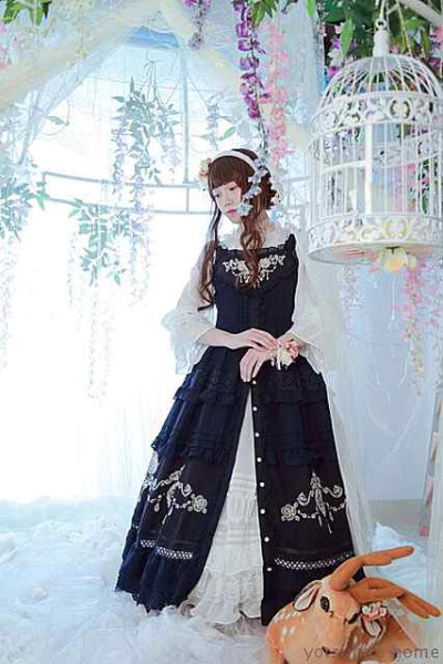 【剩夏光年】lolita刺绣开襟长裙（长款）