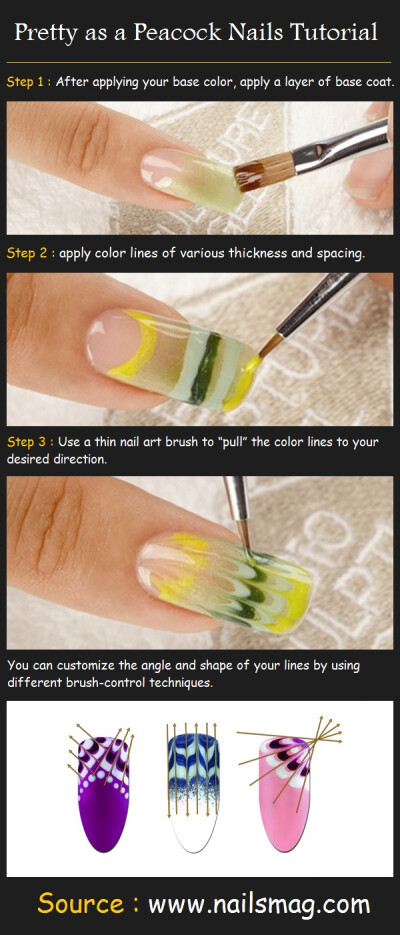 Pretty as a Peacock Nails Tutorial. I love these. Tried to explain this look to an OWNER of a nail salon and he had no idea what i was talkin bout. Walked out with a crappy mani, went to school. Now i…