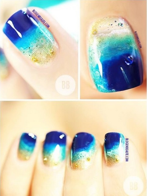 Amazing tutorial for DIY Ocean Nails! Get all the best nail polishes and more from Beauty.com.