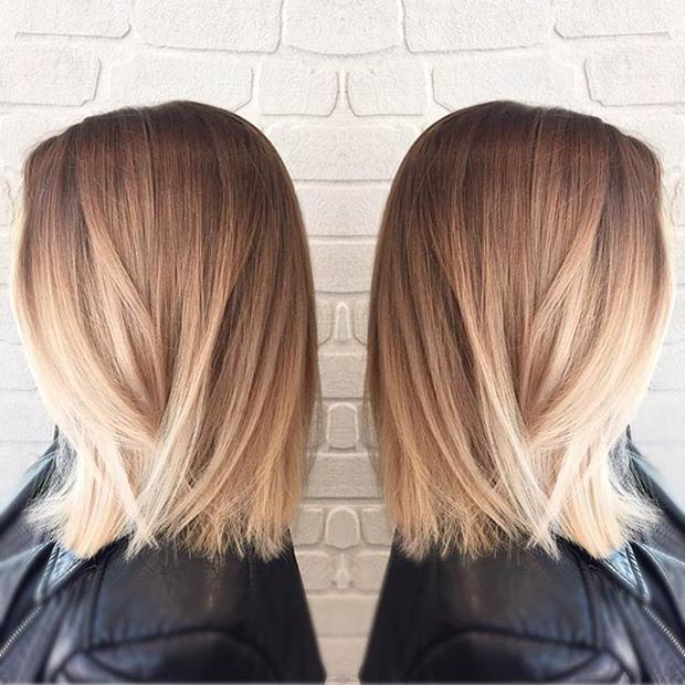 Straight Long Bob + Blonde Balayage