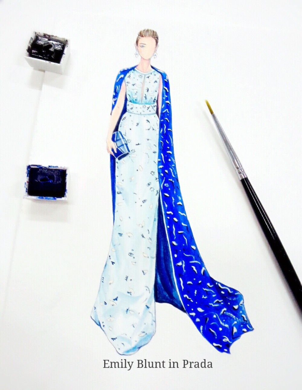 【笔尖时尚】手绘插画 手绘稿，水彩插画。设计 #2015MetBall #水彩手绘 Met Gala2015之中国 · 镜花水月 时尚界的奥斯卡盛宴。by：钮钴禄朱君