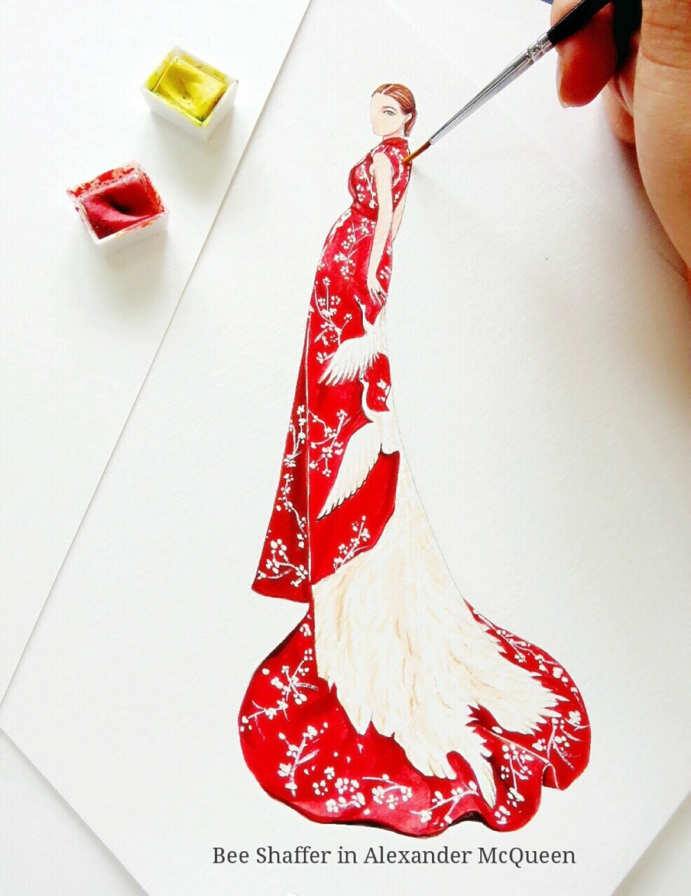 【笔尖时尚】手绘插画 手绘稿，水彩插画。设计 #2015MetBall #水彩手绘 Met Gala2015之中国 · 镜花水月 时尚界的奥斯卡盛宴。 by：钮钴禄朱君