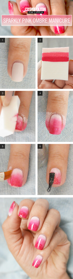 I don't know why they had to include &amp;quot;for latinas&amp;quot; on the cover, because that's certainly not true.. but regardless, this is definitely something I will try!  Pink Gradient Nail Art - How to Get Ombre Nails - Cosmopolitan