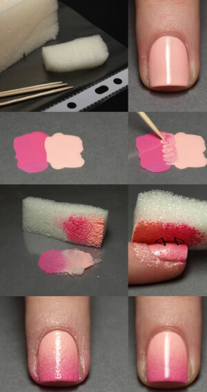DIY Ombre  An easy DIY nail art idea to try at home.  Get the tutorial from Petit Cos  Pinned on Lord &amp;amp; Taylor