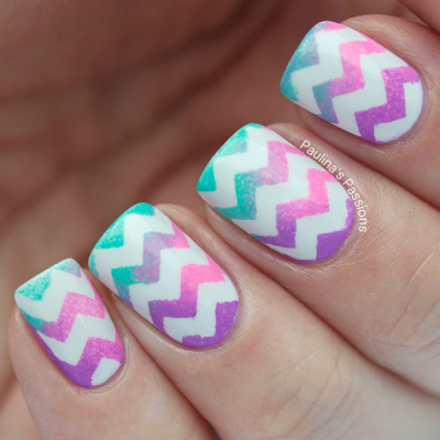 Watercolor Chevron Nails - Paulinas Passions