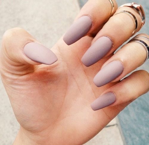 Matte Purple Grey Acrylic Square Nails