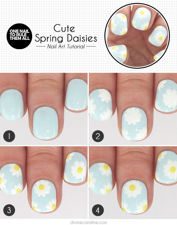 Cute Daisies | 29 DIY Nail Tutorials You Need To Try This Spring