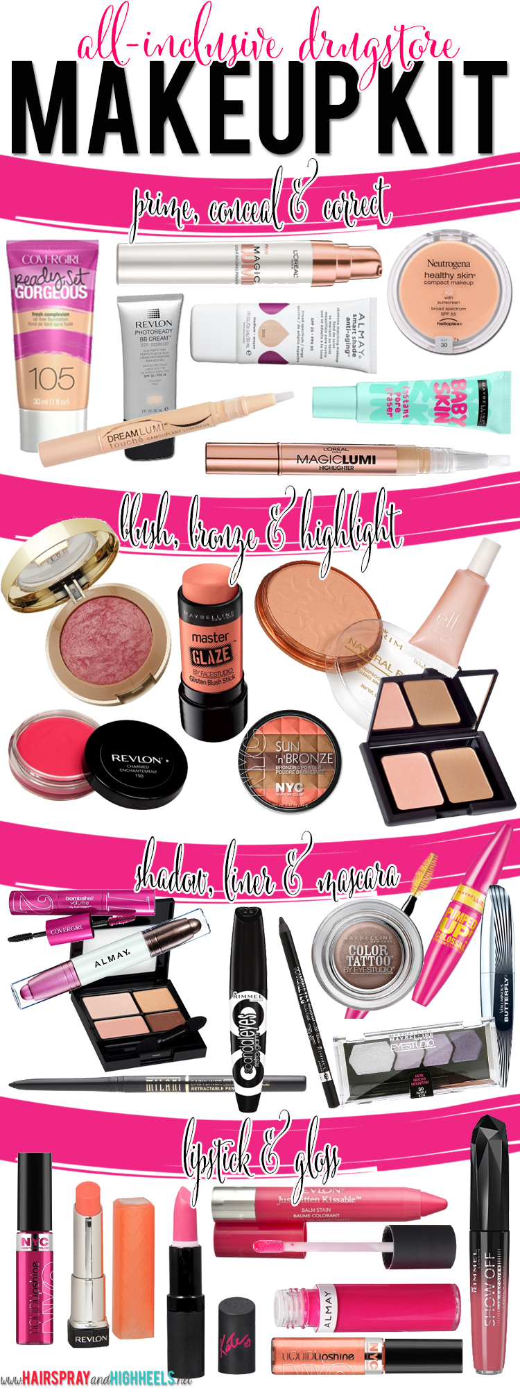 Look your best for less with this amazing drugstore makeup kit! #beauty #makeup