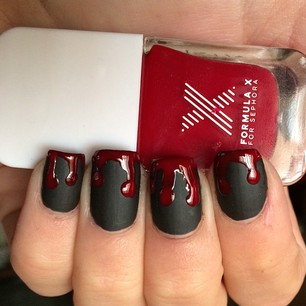 Matte Black + Drippy Blood = one fangtastic look. | 21 &amp;quot;True Blood&amp;quot; Inspired Manicures That Will Bring Out Your Inner Vampire