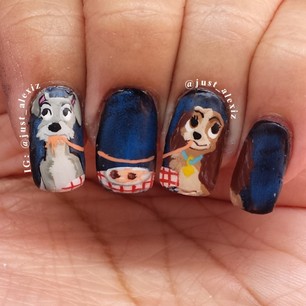 A romantic meal for two: | 26 Incredibly Creative Works Of Nail Art The Lady and The Tramp