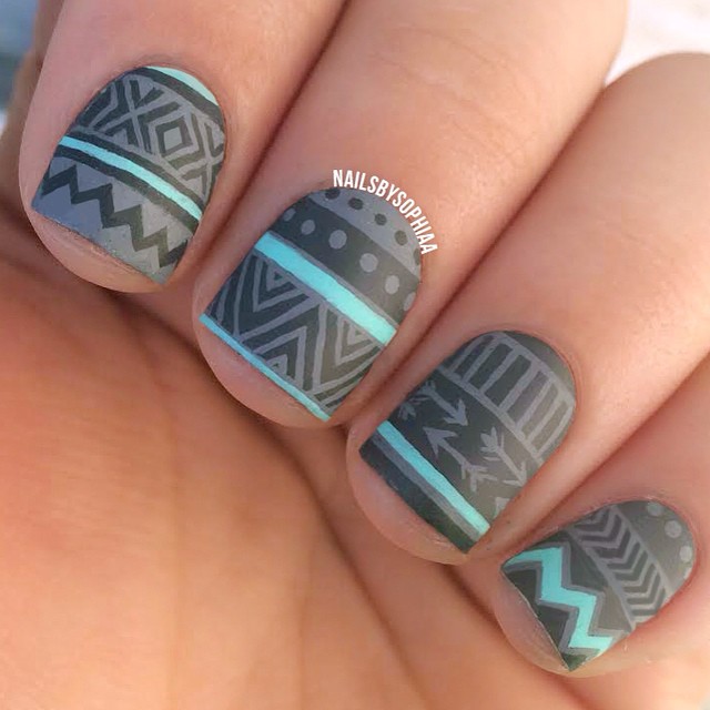 “Love this matte grey and mint tribal ”