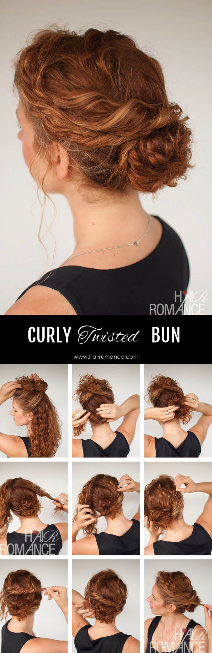 Hair Romance - Curly hair tutorial - Twisted bun hairstyle - click through for full tutorial