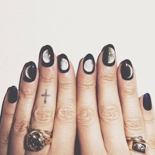 moon phases nail design punk rock, pastel goth