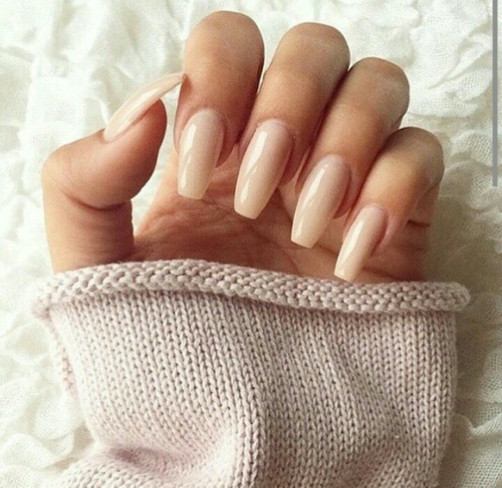 long nude acrylic gel nails natural