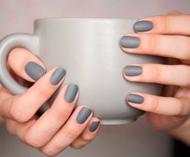 Grey matte nails.