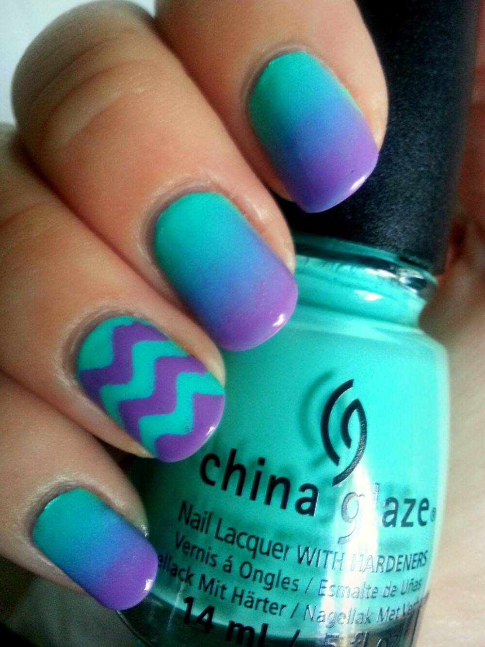 Essie Play Date and China Glaze Too Yacht To Handle. It reminds me of monsters inc in a cute way :) | See more at http://www.nailsss.com/colorful-nail-designs/2/