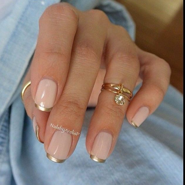 Nude Gold French~ Love this I did it with Rose Gold for my vaca to St Barts... loved it!