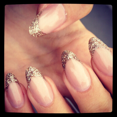 Gold glitter tipped nails - perfect for the minimal trend with a hint of sparkles...x