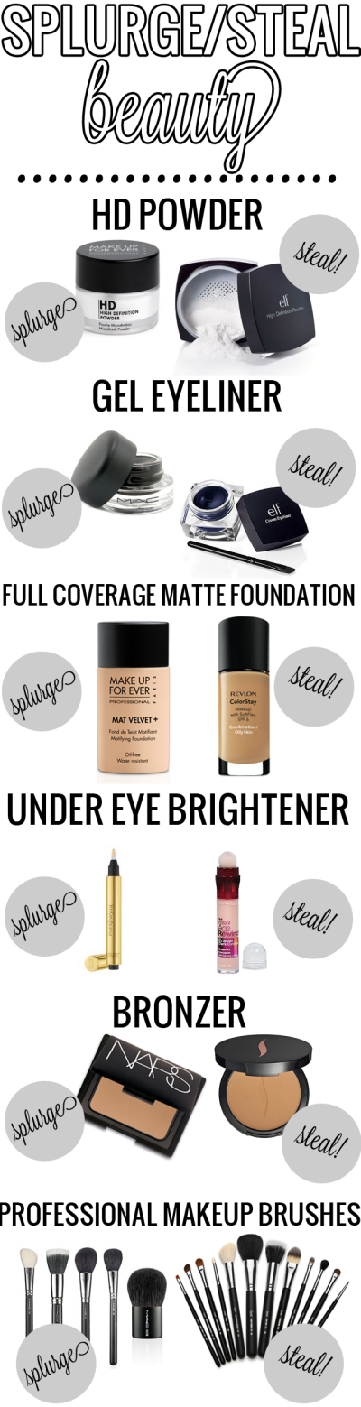 Splurge / Steal Beauty. Great dupes! #beauty #makeup