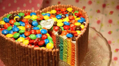 彩虹，巧克力豆蛋糕。