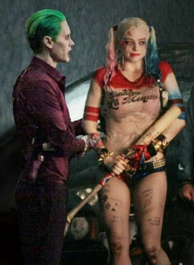 Jared Leto as The Joker and Margot Robbie as Harley Quinn in The Suicide Squad