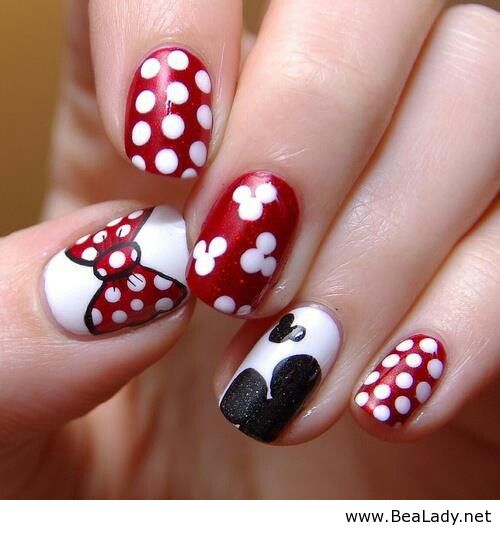 Minnie Mouse Disney Nails- would like with one of these nails on ring finger and the rest plain